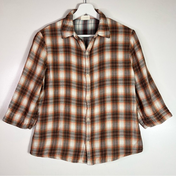 CP Shades Plaid Button Down 3/4 Sleeve Shirt Size Medium - Picture 9 of 9